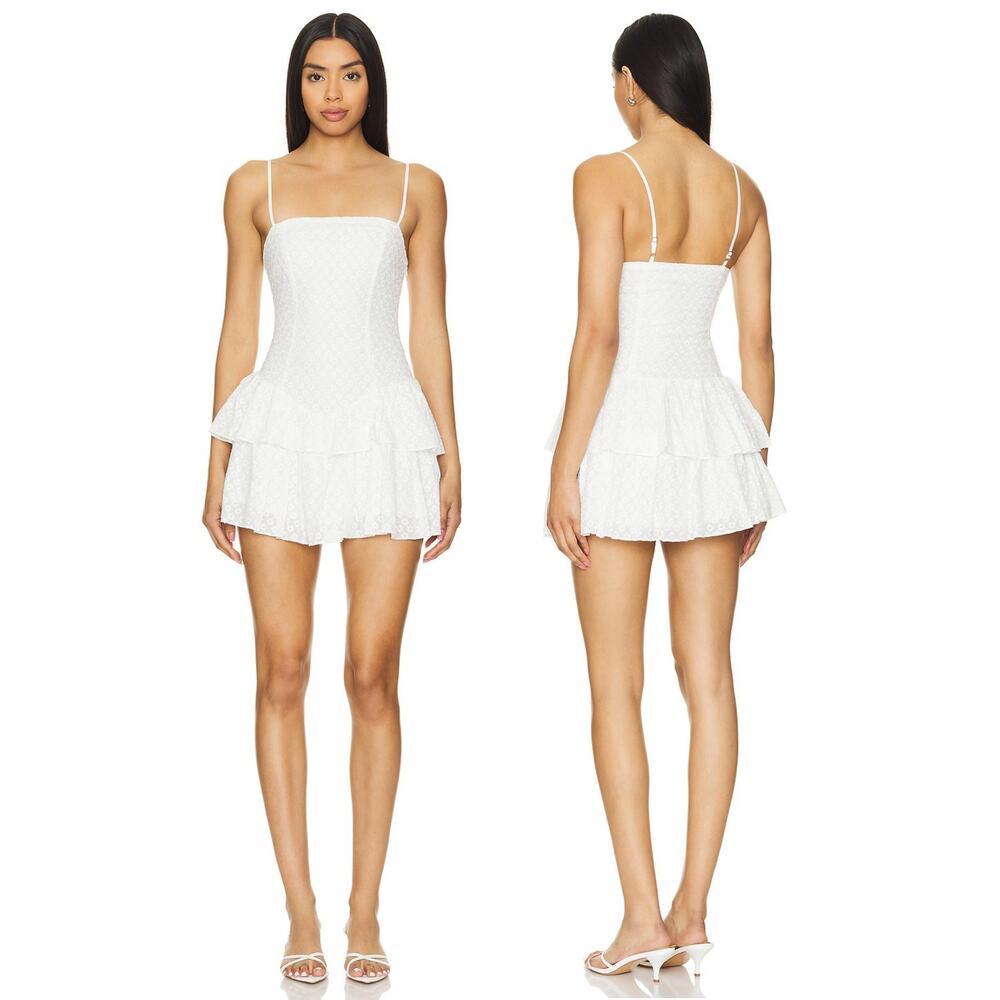 More To Come Shay Mini Dress Daisy Embroidered Party Garden Summer Cotton Hoco S
